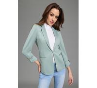 Sweatblazer BRUNO BANANI, Damen, Gr. 40, salbei, Milano Rib, Obermaterial: 76% Polyester, 20% Viskose, 4% Elasthan, unifarben, figurbetont hüftlang, 2-Naht-Ärmel krempelbar, Blazer, hüftlange Blazerfo
