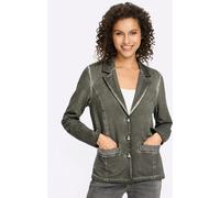 Sweatblazer HEINE "Sweatblazer", Damen, Gr. 50, grau (khaki), 95% Baumwolle, 5% Elasthan, Blazer (67564930-50) khaki