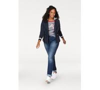 Sweatblazer KANGAROOS, Damen, Gr. 50, blau (marine, hellgrau, meliert), Sweatware, Obermaterial: 65% Polyester, 35% Baumwolle. Einsatz: 63% Polyester, 33% Baumwolle, 4% Elasthan. Kapuze: 50% Baumwolle
