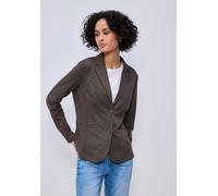 Sweatblazer STREET ONE, Damen, Gr. 34, molten earth meliert, Jersey, 93% Baumwolle, 7% Elasthan, unifarben, normal normal, V-Ausschnitt, abgesteppt, Blazer, im soften Baumwoll-Mix (98068658-34) molten