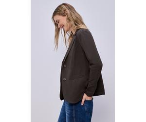 Sweatblazer STREET ONE, Damen, Gr. 36, espresso braun, Jersey, 93% Baumwolle, 7% Elasthan, unifarben, normal normal, V-Ausschnitt, abgesteppt, Blazer, im soften Baumwoll-Mix (57675919-36) espresso bra