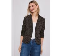 Sweatblazer STREET ONE, Damen, Gr. 36, molten earth, Jersey, Obermaterial: 85% Baumwolle, 15% Polyester, normal normal, V-Ausschnitt, abgesteppt, Blazer, mit Reverskragen (61002724-36) molten earth