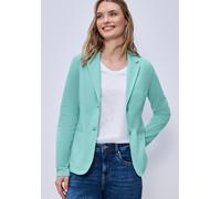 Sweatblazer STREET ONE, Damen, Gr. 36, misty mint, Jersey, 93% Baumwolle, 7% Elasthan, unifarben, normal normal, V-Ausschnitt, abgesteppt, Blazer, im soften Baumwoll-Mix (33534536-36) misty mint