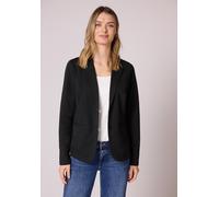 Sweatblazer STREET ONE, Damen, Gr. 42, schwarz, Jersey, 93% Baumwolle, 7% Elasthan, unifarben, normal normal, V-Ausschnitt, abgesteppt, Blazer, im soften Baumwoll-Mix (55368322-42) schwarz