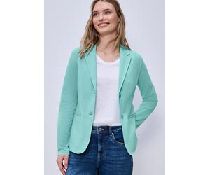 Sweatblazer STREET ONE, Damen, Gr. 46, grün (misty mint), Jersey, Obermaterial: 93% Baumwolle, 7% Elasthan. light terra mocha melange und molten earth melange: 48% Baumwolle, 48% Polyester, 4% Elastha