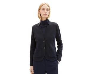 Sweatblazer TOM TAILOR "Fied", Damen, Gr. XL (42), blau (sky captain blau), Jersey, Obermaterial: 54% Baumwolle, 43% Polyester, 3% Elasthan, unifarben, tailliert taillenbedeckt, V-Ausschnitt, Blazer,