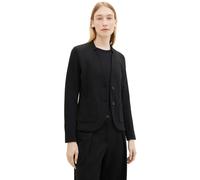 Sweatblazer TOM TAILOR "Fitted", Damen, Gr. M (38), schwarz (deep schwarz), Web, Obermaterial: 54% Baumwolle, 43% Polyester, 3% Elasthan, unifarben, tailliert taillenbedeckt, V-Ausschnitt, Blazer, mit