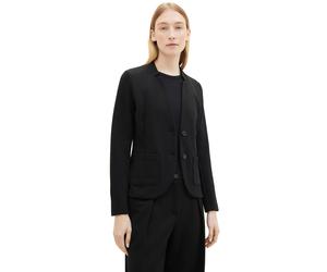 Sweatblazer TOM TAILOR "Fitted", Damen, Gr. XS (34), schwarz (deep schwarz), Web, Obermaterial: 54% Baumwolle, 43% Polyester, 3% Elasthan, unifarben, tailliert taillenbedeckt, V-Ausschnitt, Blazer, mi