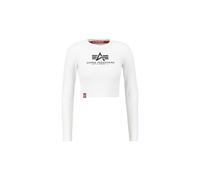 Alpha Industries Damen Basic Cropped LS Langarmshirt, White, M