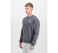 Sweatshirt ALPHA INDUSTRIES "Basic Sweater small Logo", Herren, Gr. M, grau (grauschwarz), angeraute Sweatware, Obermaterial: 100% Baumwolle, bedruckt, normal normal, Rundhals, Rippbündchen, Sweatshir