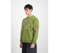 Sweater ALPHA INDUSTRIES "College Camo Sweatshirt", Herren, Gr. 3XL, grün (moss grün), Obermaterial: 80% Baumwolle, 20% Polyester, regular fit, Sweatshirts Sweater (91214738-XXXL) moss grün