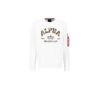 Sweater ALPHA INDUSTRIES "Alpha Industries Men - Sweatshirts College Camo Sweater" Gr. L, weiß (white) Herren Sweatshirts (53643702-L) white