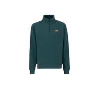 Sweater ALPHA INDUSTRIES "Half Zip Sweatshirt SL", Herren, Gr. M, grün (force grün), Obermaterial: 80% Baumwolle, 20% Polyester, regular fit, Sweatshirts Sweater (64731520-M) force grün