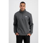 Sweater ALPHA INDUSTRIES "Half Zip Sweatshirt SL", Herren, Gr. S, grau (charcoal heather, weiß), Obermaterial: 80% Baumwolle, 20% Polyester, regular fit, Sweatshirts Sweater (78583717-S)