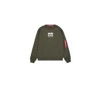 Sweater ALPHA INDUSTRIES "Satin Logo Sweatshirt", Herren, Gr. XL, grün (schwarz olive), Obermaterial: 80% Baumwolle, 20% Polyester, regular fit, Sweatshirts Sweater (20782968-XL) schwarz olive