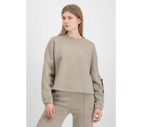 Sweater ALPHA INDUSTRIES "X-Fit Label OS Sweatshirt W", Damen, Gr. XS, beige (vintage sand), Obermaterial: 80% Baumwolle, 20% Polyester, oversize, Sweatshirts Sweater (51605266-XS) vintage sand