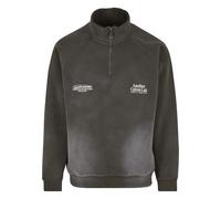 Sweater ANOTHER COTTON LAB "Another Cotton Lab Always Moving Washed Half Zip Sweatshirt", Herren, Gr. L, washed grau, 52% Baumwolle, 48% Polyester, bedruckt, Rundhals, Sweatshirts Sweater (99524049-L)