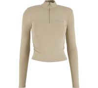 Sweater ANOTHER COTTON LAB "Another Cotton Lab Another Cropped Rib Half Zip", Damen, Gr. S, sand, 52% Baumwolle, 48% Polyester, unifarben, Rundhals, Sweatshirts Sweater (73495468-S) sand