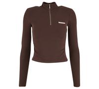 Sweater ANOTHER COTTON LAB "Another Cotton Lab Another Cropped Rib Half Zip", Damen, Gr. XS, braun, 97% Baumwolle, 3% Polyester, unifarben, Rundhals, Sweatshirts Sweater (90605361-XS) braun