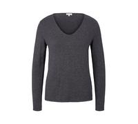 Tom Tailor V-Ausschnitt-Pullover Front Logo Coin Damen M (38) anthrazit meliert