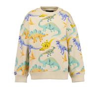 Sweater BLUE SEVEN "Blue Seven Jungen Sweatshirt mit Dinos", Jungen, Gr. 128, 0499, kiesel, 100% Baumwolle, normal normal, Rundhals, gerader Abschluss, Sweatshirts Sweater (83561814-128) 0499, kiesel