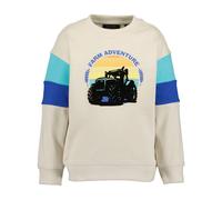 Sweater BLUE SEVEN "Jungen Sweatshirt mit Traktor", Jungen, Gr. 104, 0480, kiesel, 100% Baumwolle, normal normal, Rundhals, gerader Abschluss, Sweatshirts Sweater (28679111-104) 0480, kiesel