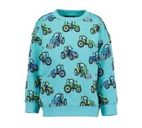 Sweater BLUE SEVEN "Jungen Sweatshirt mit Traktor", Jungen, Gr. 98, 6650, lagune, 100% Baumwolle, normal normal, Rundhals, gerader Abschluss, Sweatshirts Sweater (69861840-98) 6650, lagune