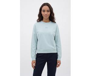 Sweater BOSS ORANGE "Ever Premium Damenmode", Damen, Gr. S, blau (open grün 382), Sweatware, Obermaterial: 100% Baumwolle, unifarben, oversize normal, Rundhals, Rippstrickbündchen, Sweatshirts Sweater