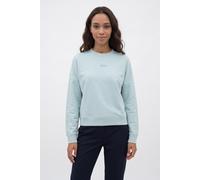 Sweater BOSS ORANGE "Ever Premium Damenmode", Damen, Gr. XL, blau (open grün 382), Sweatware, Obermaterial: 100% Baumwolle, unifarben, oversize normal, Rundhals, Rippstrickbündchen, Sweatshirts Sweate