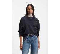 Sweater BOSS ORANGE "Ever Premium Damenmode", Damen, Gr. XS, schwarz (dunkelblau 408), Sweatware, Obermaterial: 100% Baumwolle, unifarben, oversize normal, Rundhals, Rippstrickbündchen, Sweatshirts Sw