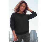 Sweater BUFFALO, Damen, Gr. 48/50, schwarz, Sweatware, Obermaterial: 60% Baumwolle, 40% Polyester, unifarben, bestickt, modisch, normal hüftlang, Rundhals, Langarm Rippbündchen, Sweatshirts, mit tolle