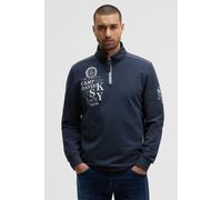 Sweater CAMP DAVID, Herren, Gr. S, blau, Sweatware, Material: 95% Baumwolle, 5% Elasthan, bedruckt, bestickt, regular fit normal, hoch geschlossener Ausschnitt, eingesetzt Rippbündchen, Sweatshirts Sw