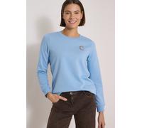 Sweater CECIL, Damen, Gr. M (40), blau (easy blau), Sweatware, Obermaterial: 65% Baumwolle, 35% Polyester, bedruckt, regular fit hüftbedeckend, Rundhals, Bündchen, Sweatshirts Sweater, mit Rundhals un