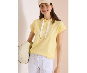 Sweater CECIL, Damen, Gr. M (40), buttermilk gelb, Sweatware, Obermaterial: 48% Baumwolle, 48% Modal, 4% Elasthan, bedruckt, unifarben, normal hüftbedeckend, Rundhals, Sweatshirts Sweater, Kurzarm Swe