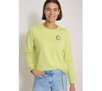 Sweater CECIL, Damen, Gr. M (40), gelb (citrin grün), Sweatware, Obermaterial: 65% Baumwolle, 35% Polyester, bedruckt, regular fit hüftbedeckend, Rundhals, Bündchen, Sweatshirts Sweater, mit Rundhals