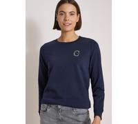 Sweater CECIL, Damen, Gr. S (38), blau (urban schwarz), Sweatware, Obermaterial: 65% Baumwolle, 35% Polyester, bedruckt, regular fit hüftbedeckend, Rundhals, Bündchen, Sweatshirts Sweater, mit Rundhal