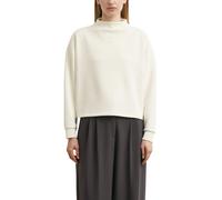 Sweater COMMA, Damen, Gr. 34, weiß (whisper weiß), Sweatware, Obermaterial: 50% Polyester, 44% Viskose, 6% Elasthan, bestickt, unifarben, normal hüftbedeckend, Rundhals, Sweatshirts Sweater, mit Stehk