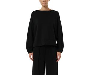 Sweater COMMA, Damen, Gr. 46, schwarz, Sweatware, Obermaterial: 49% Polyester, 45% Viskose, 6% Elasthan, unifarben, lässig geschnitten hüftbedeckend, Rundhals, abgesteppte Kante, Sweatshirts Sweater,