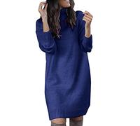 Sweater Damen, Longpulli Pulloverkleid Midi Langarm Rollkragen Weihnachtsoutfit Wollkleid Geripptes Große Größen Strickkleid Longpullover Lang Frauen Damenkleid