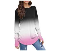 Sweater Damen Oversized, Ausgefallene Pullover Damen Langarmshirt Damen Elegant Sweatshirt Oversize Shirt Dünne Pullover Ohne Kapuze Longshirt Casual V-Ausschnitt Coole Pulli