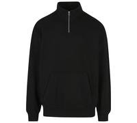 Sweater DEF "DEF DEF Zipper Crewneck", Herren, Gr. M, jet schwarz washed, 80% Baumwolle, 20% Polyester, unifarben, Sweatshirts Sweater (40822616-M) jet schwarz washed