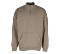 Sweater DEF "DEF DEF Zipper Crewneck", Herren, Gr. S, beige (greige), 80% Baumwolle, 20% Polyester, unifarben, Rundhals, Sweatshirts Sweater (14846333-S) greige