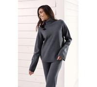 Sweater ELBSAND "- Rollkragenpullover - Loungeshirt" Gr. 32/34, grau (anthrazit meliert) Damen Sweatshirts (13211120-32) anthrazit meliert