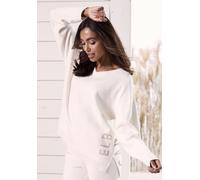 Sweater ELBSAND, Damen, Gr. 40/42, weiß (wollweiß meliert), Feinstrick, Obermaterial: 50% Viskose, 28% Polyester, 22% Polyamid, meliert, unifarben, bequem hüftlang, V-Ausschnitt, Sweatshirts Sweater,