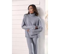 Sweater ELBSAND "- Rollkragenpullover - Loungeshirt" Gr. 44/46, blau (rauchblau meliert) Damen Sweatshirts (38695720-44) rauchblau meliert