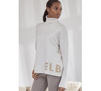 Sweater ELBSAND, Damen, Gr. 44/46, weiß (wollweiß), Feinstrick, Obermaterial: 50% Viskose, 28% Polyester, 22% Polyamid, meliert, bequem hüftlang, Sweatshirts Sweater, Rollkragenpullover aus hochwertig