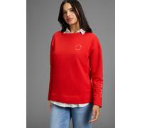 Sweater FAYN SPORTS, Damen, Gr. 40/42, rot, angeraute Sweatware, Obermaterial: 60% Baumwolle, 40% Polyester, bedruckt, unifarben, oversize hüftlang, Rundhals, Bündchen, Sweatshirts Sweater, Weite Over