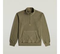 Sweater G-STAR "Modern washed half zip sw ls", Herren, Gr. L, braun (schwarz khaki gd), Sweatware, Obermaterial: 100% Baumwolle, unifarben, washed, regular fit hüftbedeckend, hoch geschlossener Aussch