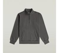 Sweater G-STAR "Modern washed half zip sw ls", Herren, Gr. L, grau (dk schwarz gd), Sweatware, Obermaterial: 100% Baumwolle, unifarben, washed, regular fit hüftbedeckend, hoch geschlossener Ausschnitt