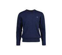 GANT Rundhalspullover Classic Cotton C-Neck - Baumwolle - Dark Jeansblue Melange - Gr. 3XL
